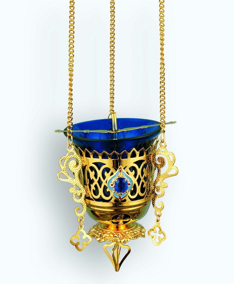 Лампада подвесная с украшением эмаль, синий