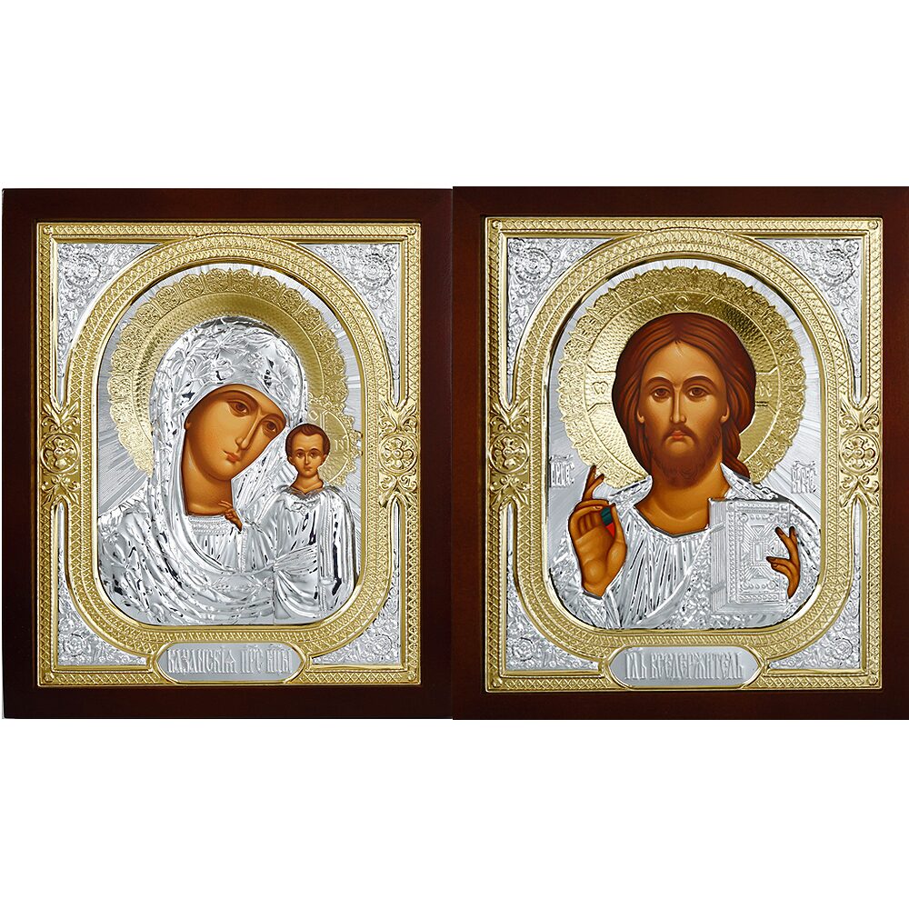 Венчальная пара "Спаситель и Казанская" иконы